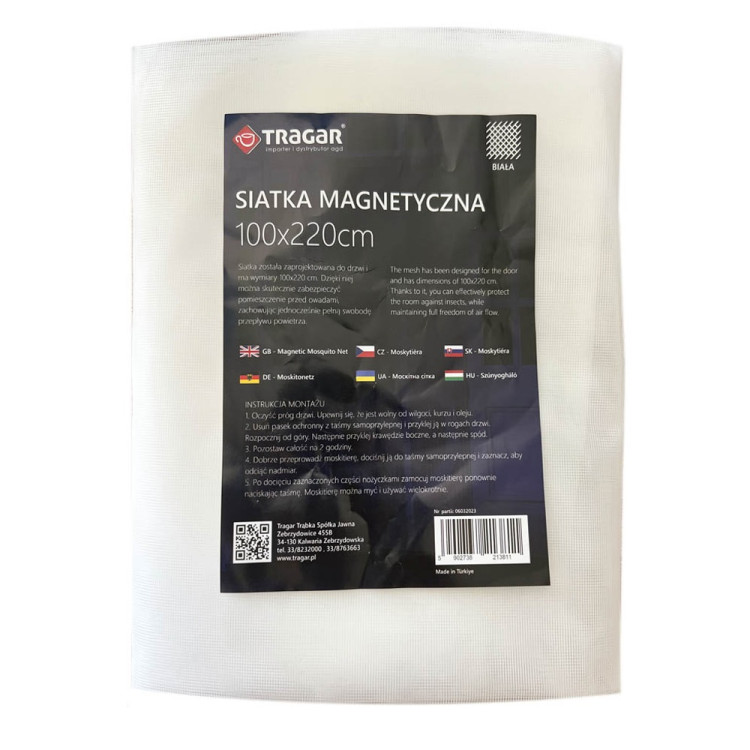 Moskitiera na drzwi siatka magnetyczna biała Tragar 100x220cm