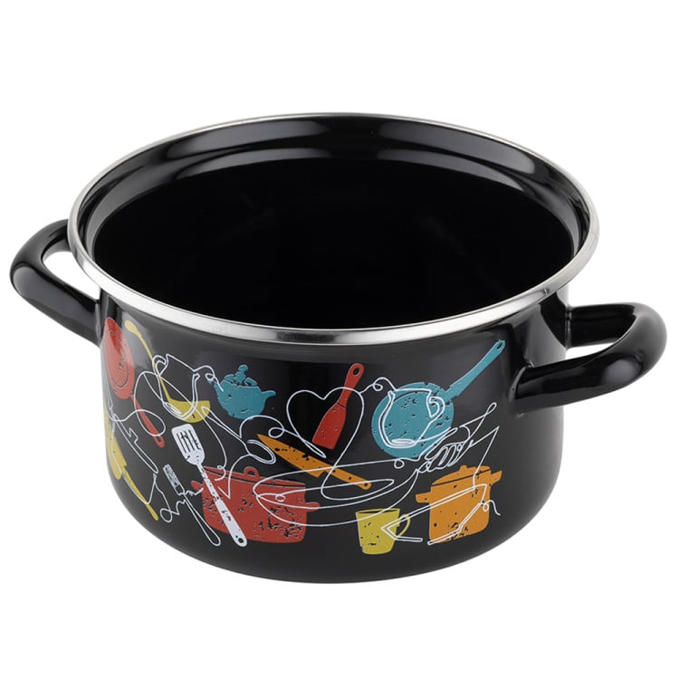 Garnek emaliowany 2,6 L prosty z pokrywką 18 cm Emalia Pleczew Malena