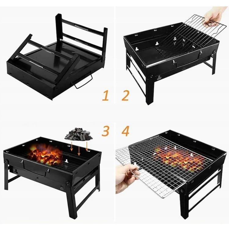 Grill turystyczny przenośny Elitehoff E-6255 czarny składany walizka