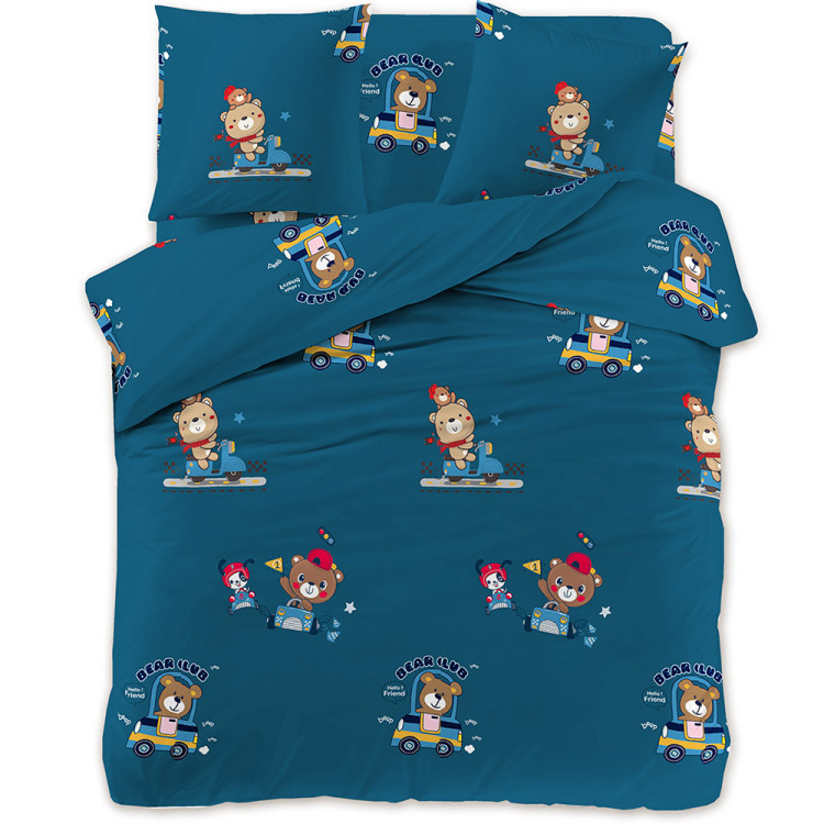 Pościel 140x200 dla dzieci bawełna satynowa 3D Cotton World gruba 2 części 2521 misie