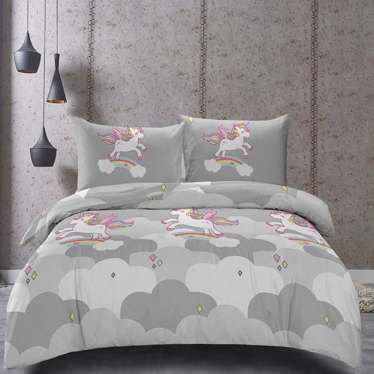 Pościel 160x200 dla dzieci bawełna satynowa 3D Cotton World gruba 3 części 2514 jednorożec