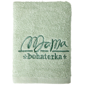 Ręcznik ozdobny 50x90 Mama Bohaterka jasno-zielony