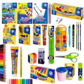 Wyprawka szkolna zestaw dla dzieci ASTRA XL 27 elementów kredki farby plastelina