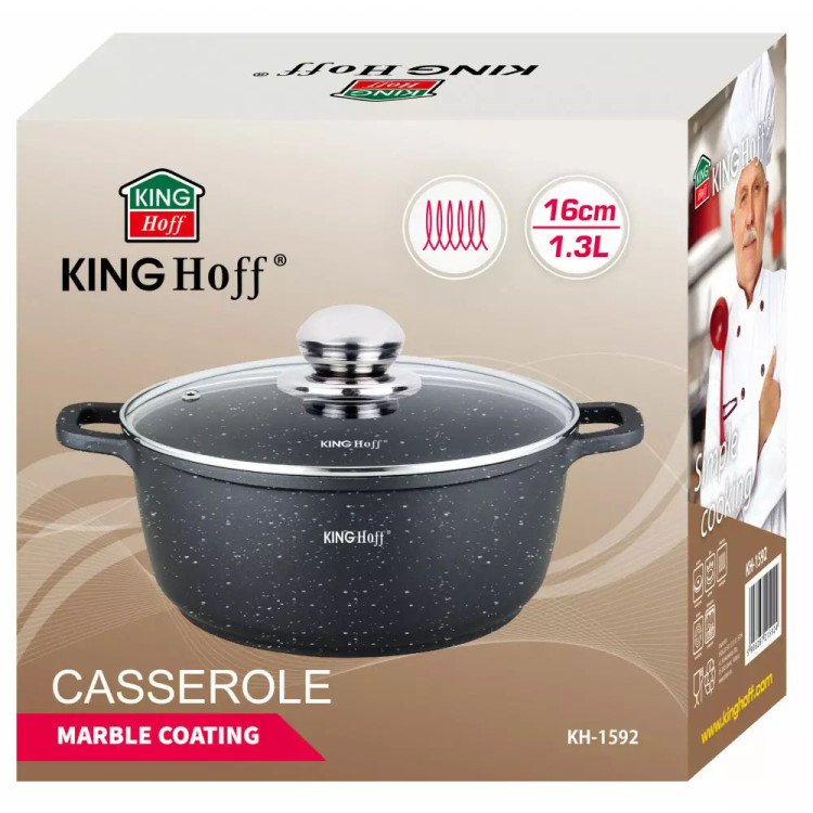 Garnek marmurkowy mały 3.3 l z pokrywką Kinghoff KH 1594 indukcja gaz