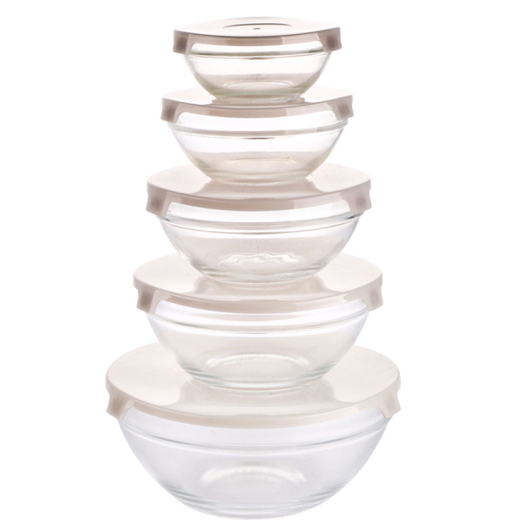 Salaterki z pokrywkami Verdure New 90/150/280/400/710 ml pojemniki szklane zestaw 5 sztuk Florina