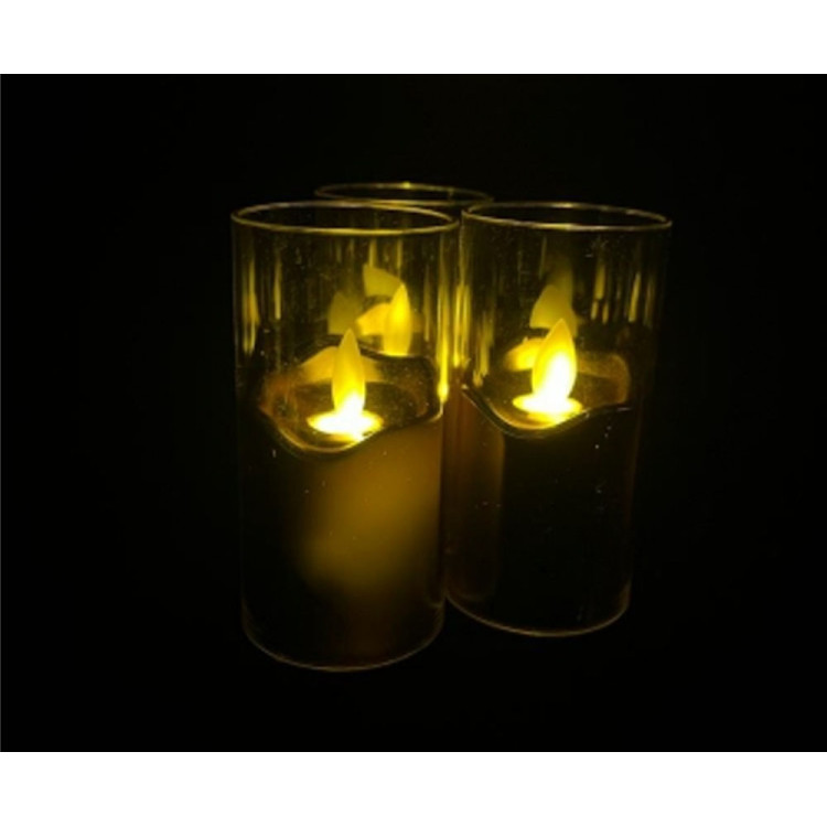 Świeczki LED 14.5 cm złota świeczka w obudowie wkłady LED do zniczy