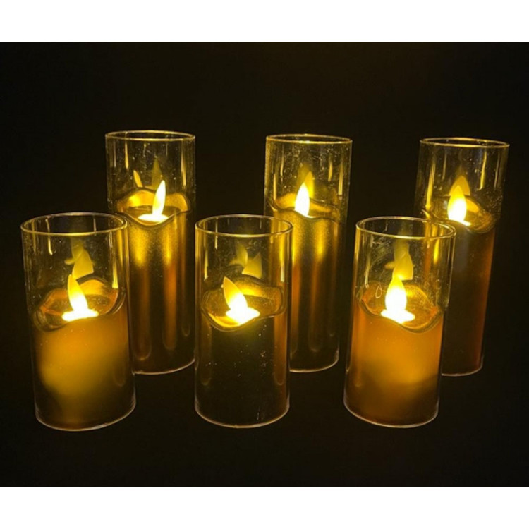 Świeczki LED 14.5 cm złota świeczka w obudowie wkłady LED do zniczy