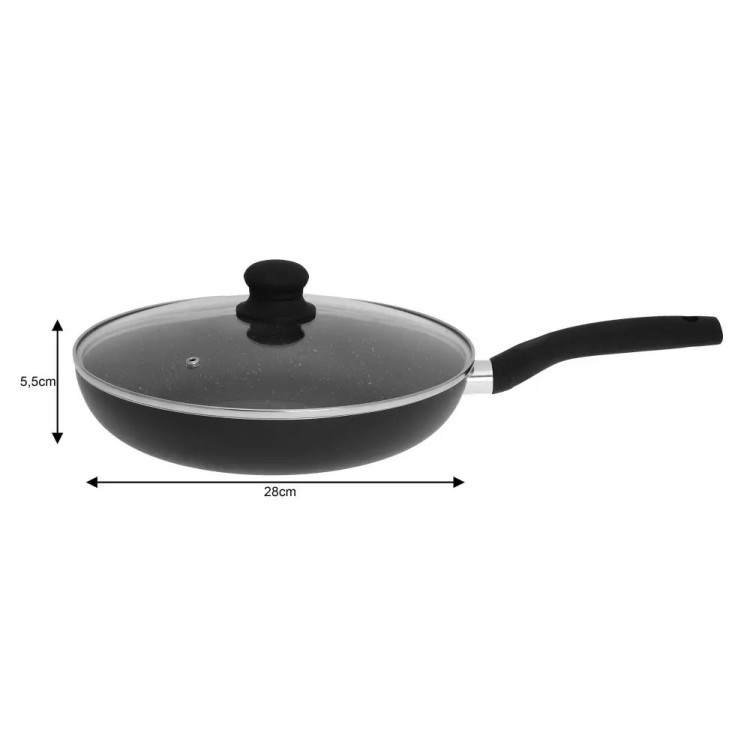 Patelnia z pokrywką Kinghoff KH 3959 28 cm Ceramiczna Indukcja Granitowa