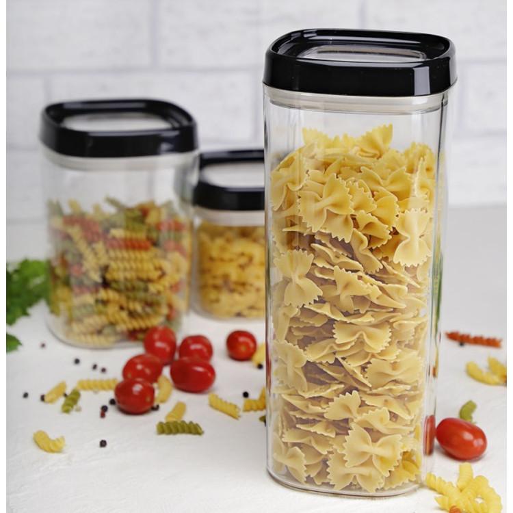 Pojemnik spożywczy 1000 ml przezroczysty z szczelną czarną pokrywką Galicja Amos 29570