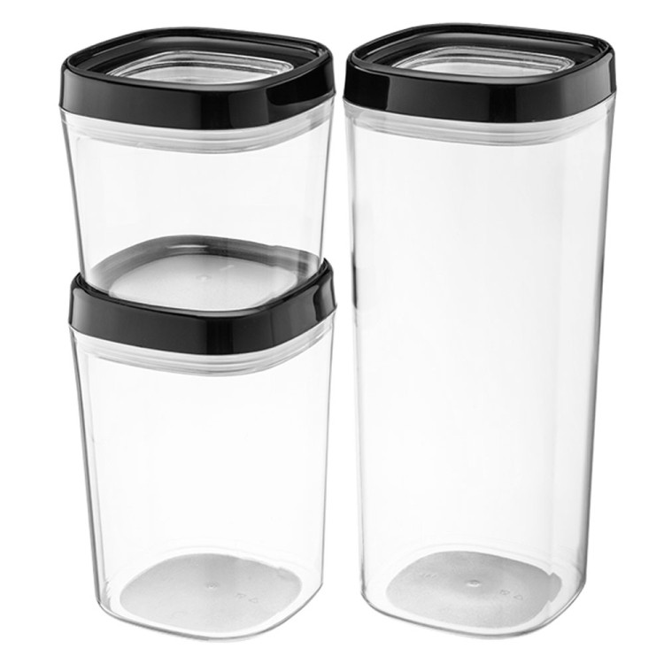 Pojemnik spożywczy 600 ml przezroczysty z szczelną czarną pokrywką Galicja Amos 29569