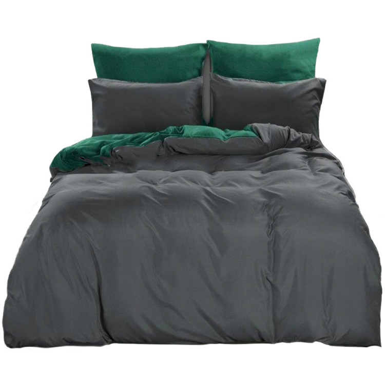 Pościel dwustronna 140x200 mikrofibra Cotton World 2 części 2483 szaro-zielona