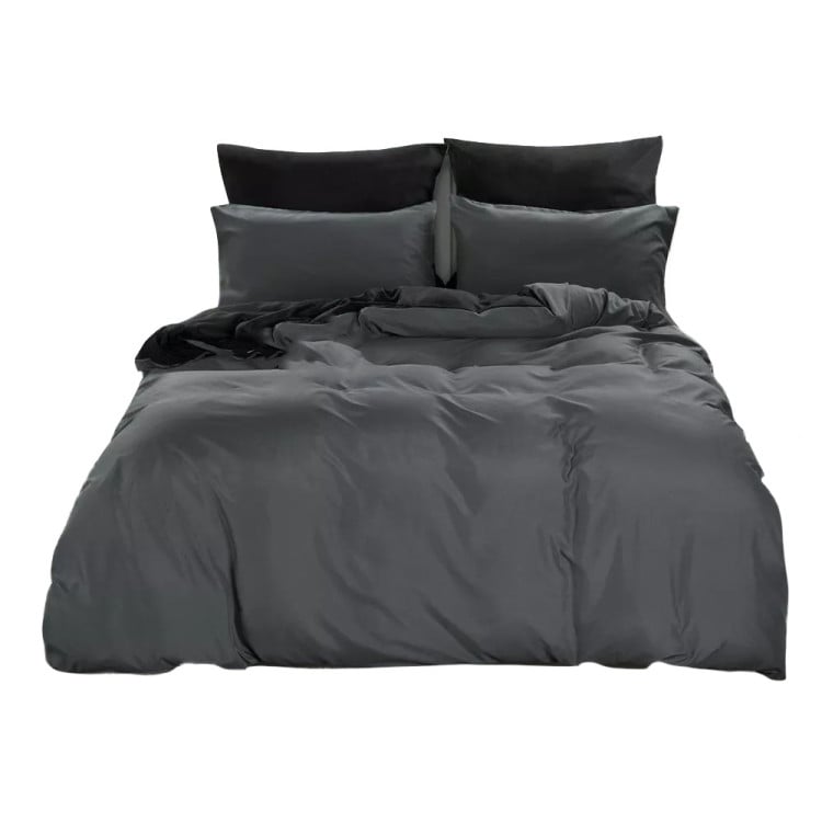 Pościel dwustronna 140x200 mikrofibra Cotton World 2 części 2485 szaro-czarna