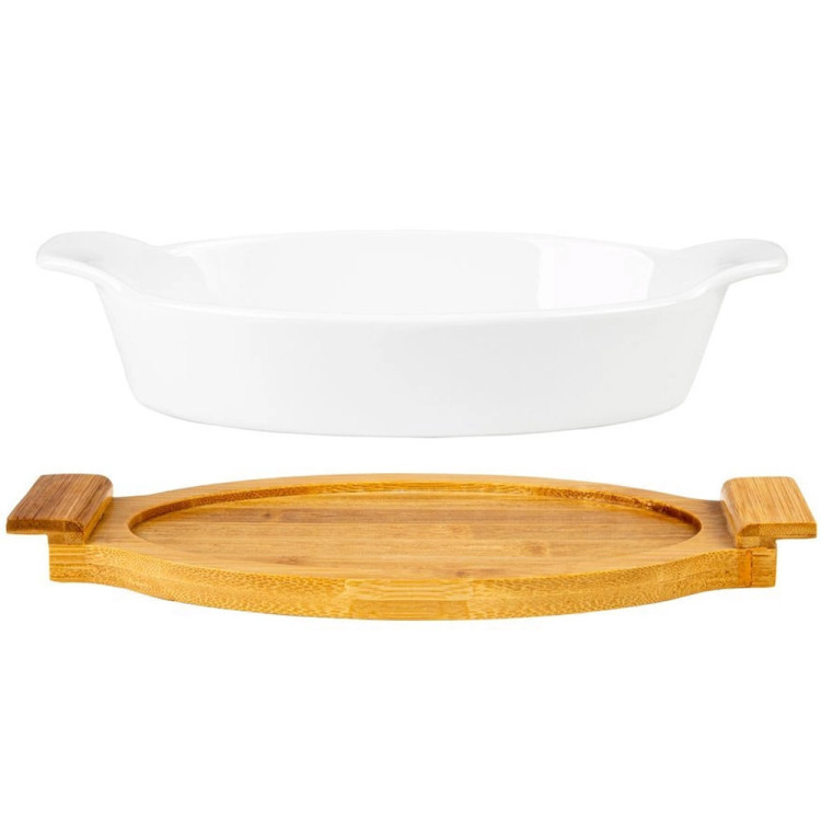 Naczynie ceramiczne na podstawie bambusowej do zapiekania 28.5 cm Florina Modeno owalne