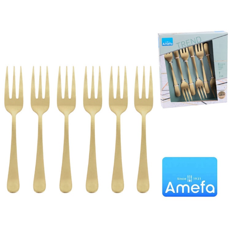 Widelczyki deserowe Amefa 1410 Trend 6 sztuk komplet dla 6 osób szampańskie złoto