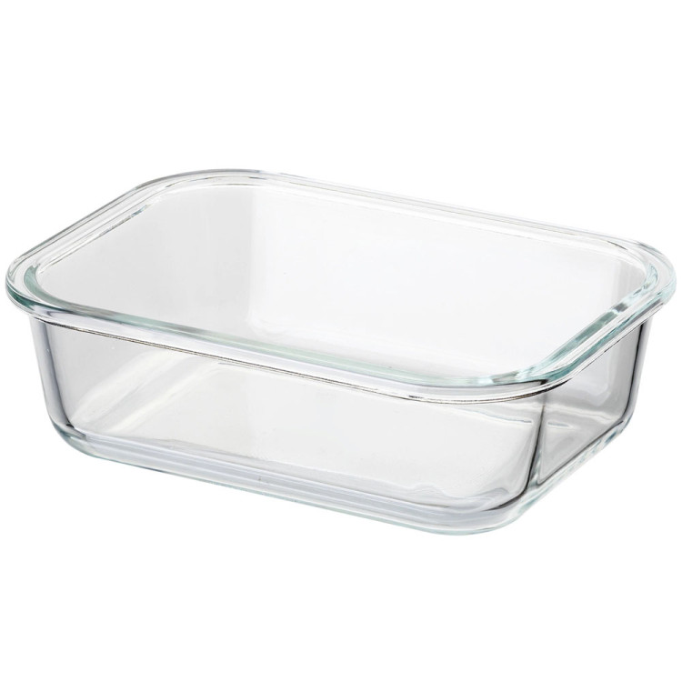 Zestaw 4 pojemników szklanych lunchbox z bambusową pokrywką 1500/1050/640/370 ml żaroodporne