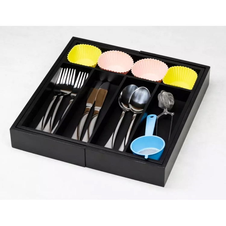 Wkład rozsuwany do szuflady czarny na sztućce 52x31.5x5 cm Kinghoff KH 1745 bambusowy organizer