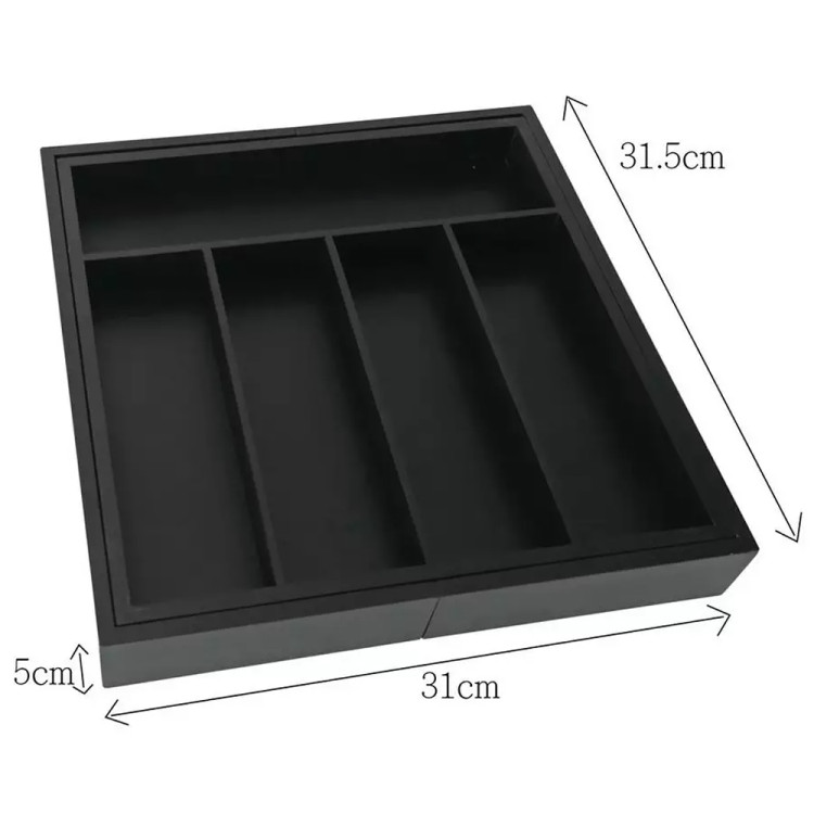 Wkład rozsuwany do szuflady czarny na sztućce 52x31.5x5 cm Kinghoff KH 1745 bambusowy organizer