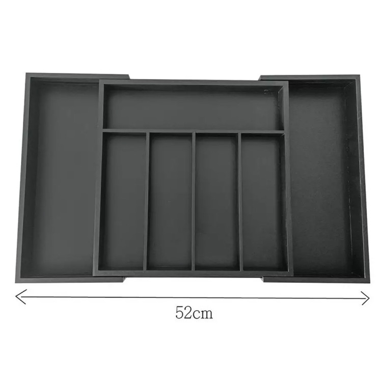 Wkład rozsuwany do szuflady czarny na sztućce 52x31.5x5 cm Kinghoff KH 1745 bambusowy organizer