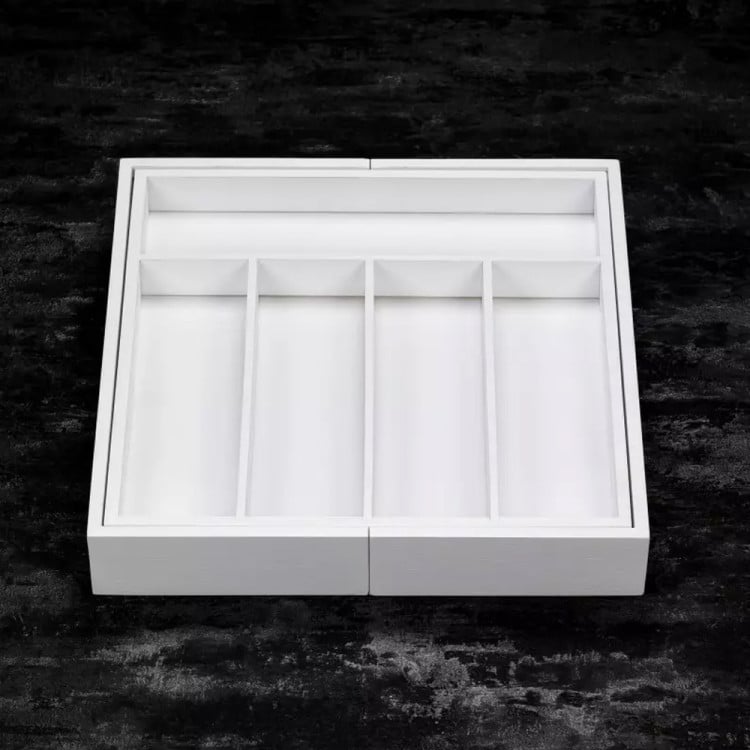 Wkład rozsuwany do szuflady biały na sztućce 52x31.5x5 cm Kinghoff KH 1746 bambusowy organizer