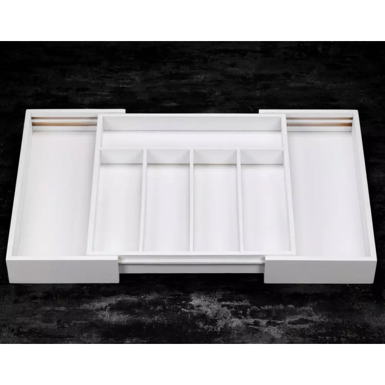 Wkład rozsuwany do szuflady biały na sztućce 52x31.5x5 cm Kinghoff KH 1746 bambusowy organizer