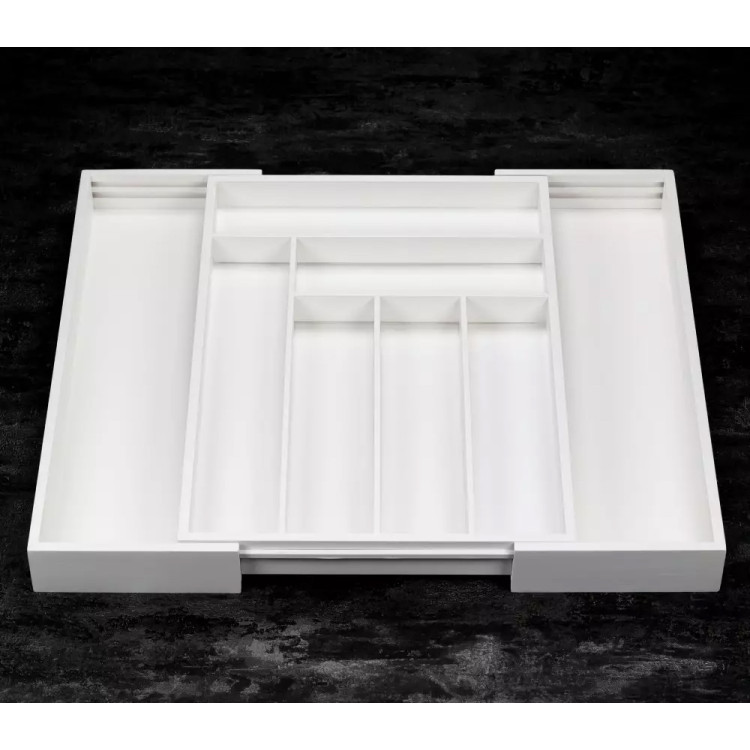 Wkład rozsuwany do szuflady biały na sztućce 52x43x5 cm Kinghoff KH 1748 bambusowy organizer