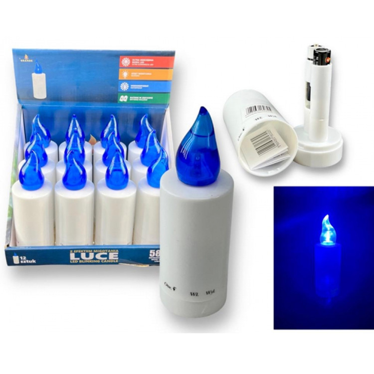Wkład LED do znicza 4.8x 15 cm niebieski płomień Grande Luce blue