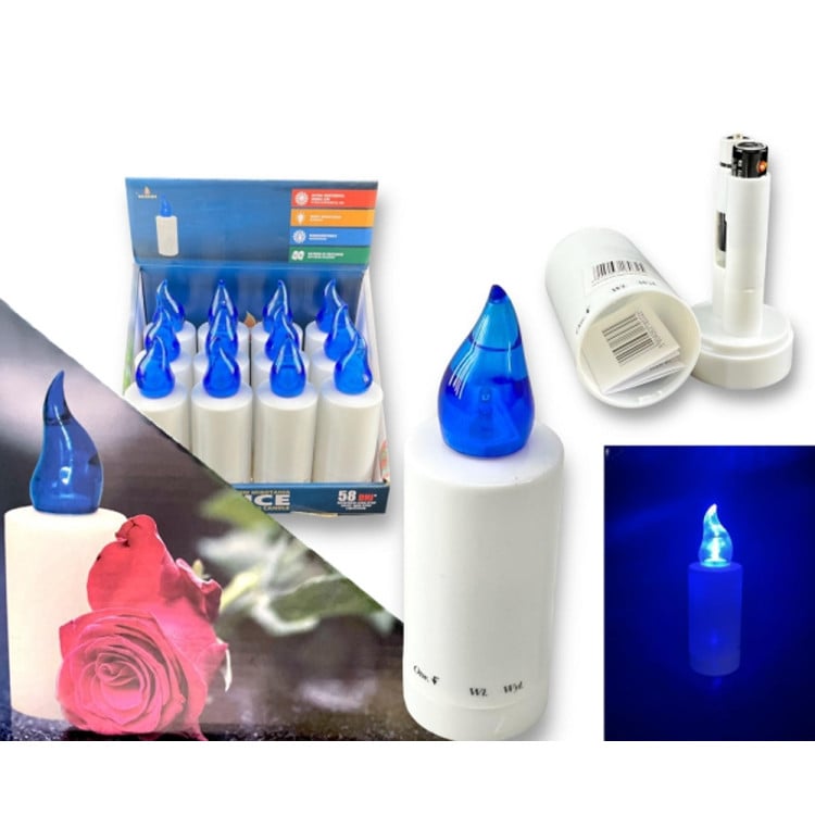 Wkład LED do znicza 4.8x 15 cm niebieski płomień Grande Luce blue