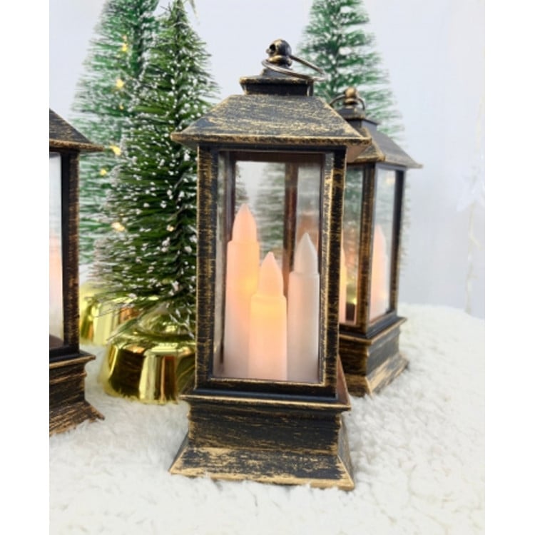 Lampion dekoracyjny mały z przeszklonymi ściankami 5.3x5.3x13 cm latarenka mała miedziana lam8700