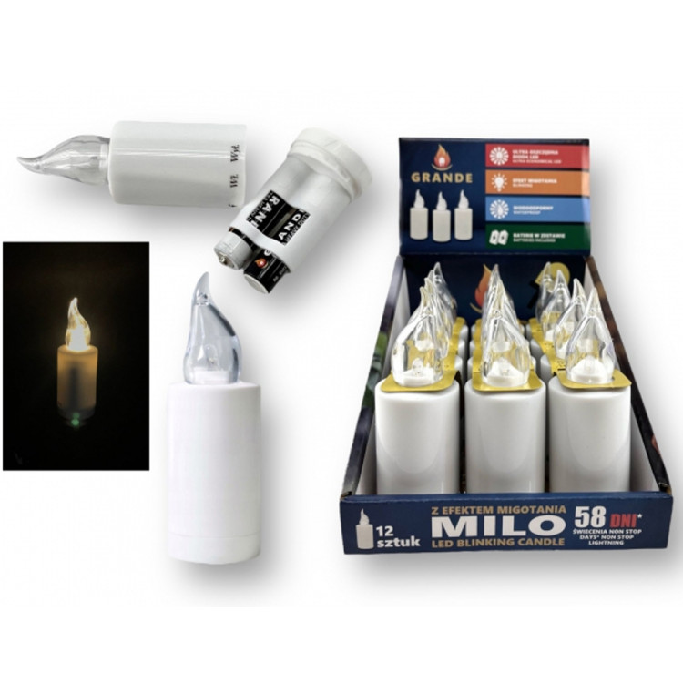 Wkład LED do znicza 3.7x 10.5 cm biały ciepły płomień Grande Milo