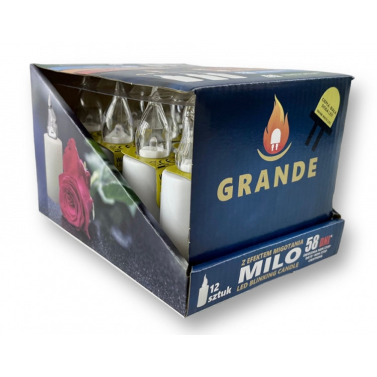 Wkład LED do znicza 3.7x 10.5 cm biały ciepły płomień Grande Milo