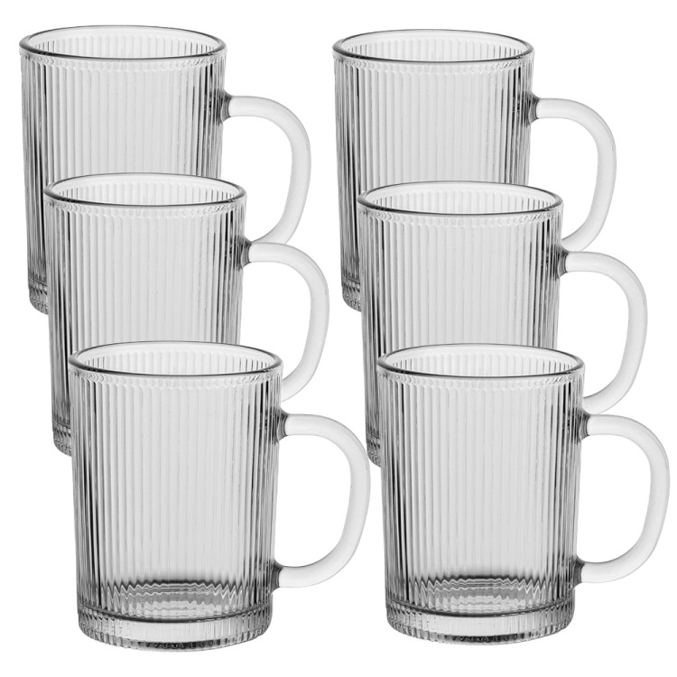 Kubek szklany z uchem 350 ml zestaw 6 szklanek Florina Firenza
