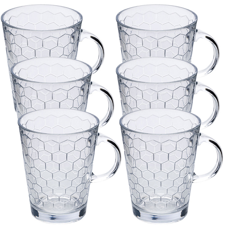 Kubek szklany z uchem 390 ml zestaw 6 szklanek Florina Dunal