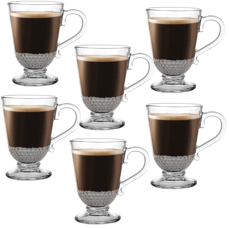 Kubki szklane 320 ml szklanki na stopce zestaw 6 szklanek Florina Verona