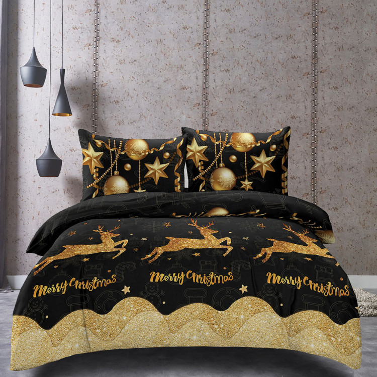 Pościel świąteczna 140x200 bawełna satynowa 3D Cotton World gruba 2 części 2179 renifery