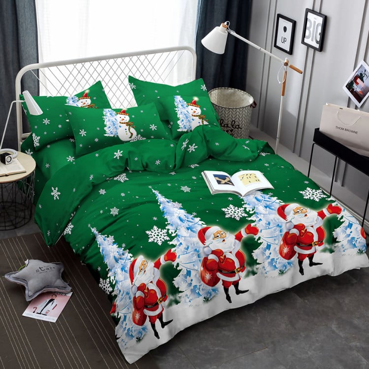 Pościel świąteczna 140x200 bawełna satynowa 3D Cotton World gruba 2 części 2416 mikołaj
