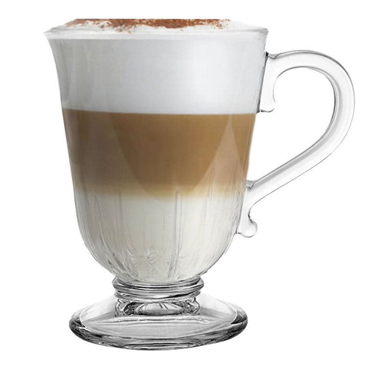 Szklanki z uchem 320 ml Florina Siena kubki do herbaty kawy latte macchiato komplet 6 sztuk w zestawie z długimi łyżeczkami