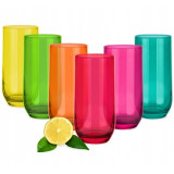 Szklanki kolorowe wysokie 400 ml Glasmark Rainbow zestaw 6 szklanek