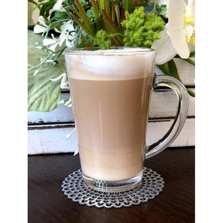 Szklanki do kawy herbaty z uchem 300 ml Glasmark Iwo komplet 6 sztuk z łyżeczkami latte