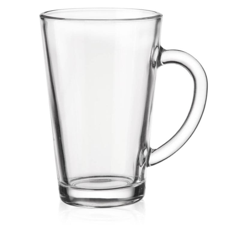 Szklanki do kawy herbaty z uchem 300 ml Glasmark Iwo komplet 6 sztuk z łyżeczkami latte