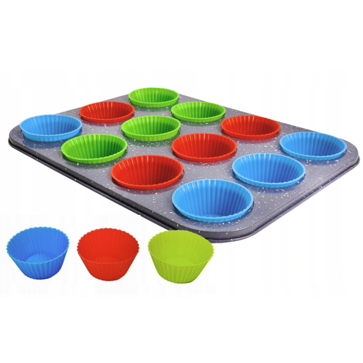 Forma do muffinek blacha z silikonowymi foremkami do babeczek Elitehoff E 8011