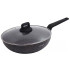 Wok z pokrywką 28 cm patelnia głęboka marmurowa duża Klausberg KB 7668 czarny marmurek