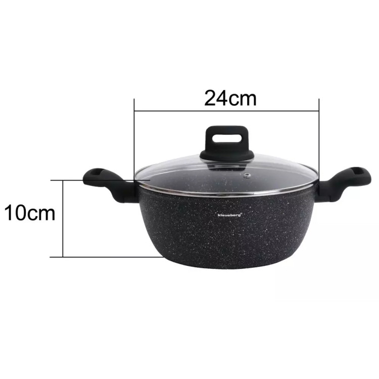 Garnek marmurkowy średni 3.8 l z pokrywką 24 cm Klausberg KB 7671 czarny marmurek indukcja gaz