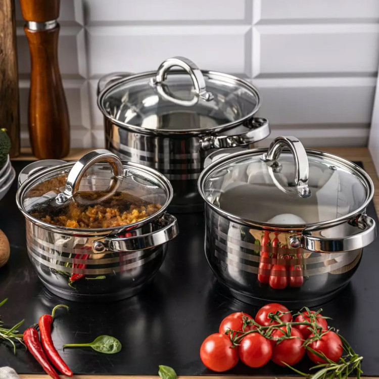 Garnki stalowe 2.1/2.9/3.9L zestaw 6 elementowy Klausberg KB 7693 indukcja
