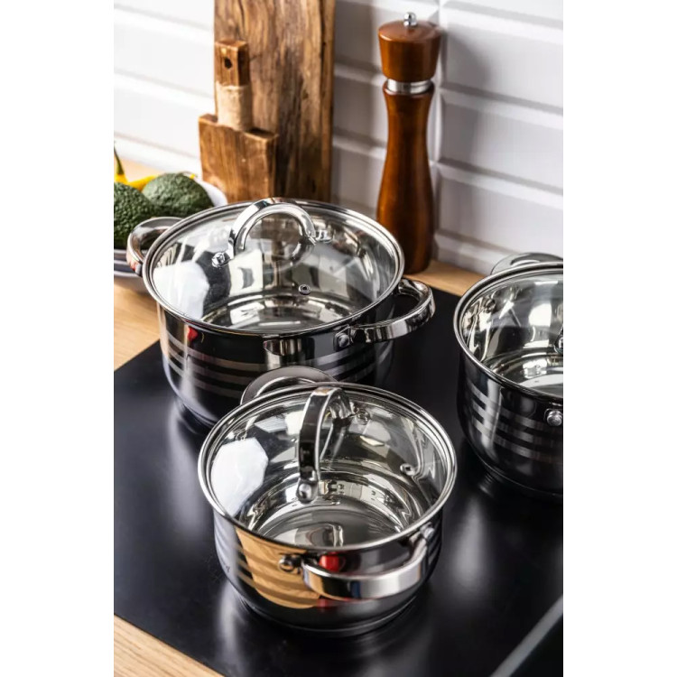 Garnki stalowe 2.1/2.9/3.9L zestaw 6 elementowy Klausberg KB 7693 indukcja