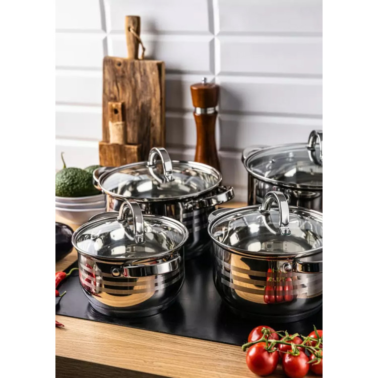 Garnki stalowe 2.1/2.9/3.9/6.6 L zestaw 8 elementowy Klausberg KB 7694 indukcja