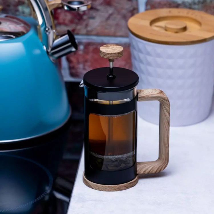 Szklany zaparzacz tłokowy do herbaty kawy ziół 600 ml Klausberg KB 7680 uchwyty drewniane