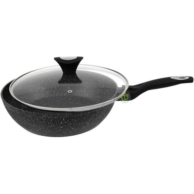 Patelnia głęboka z pokrywką 18 cm mała Krisberg KR 2676 powłoka marmurkowa indukcyjna gaz