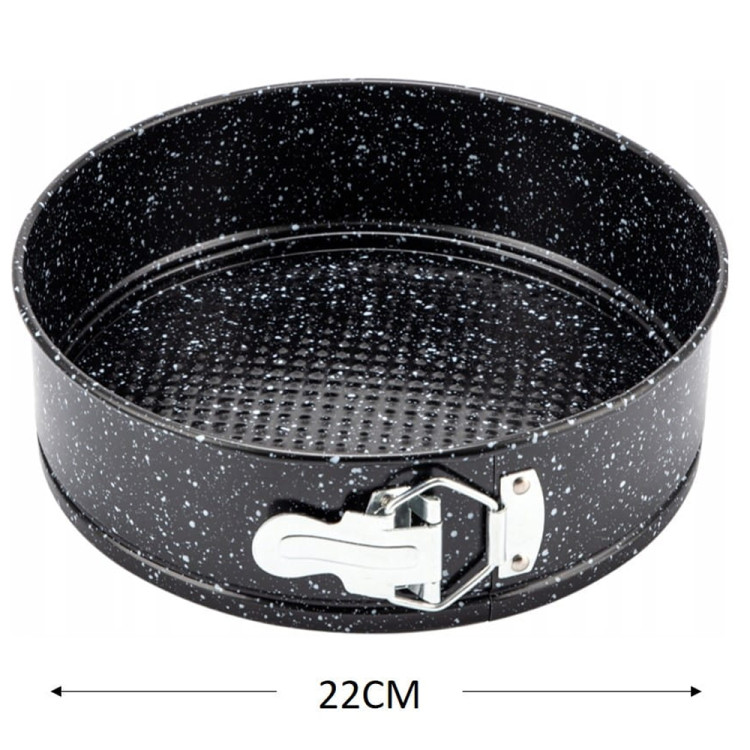 Tortownice okrągłe czarne marmurkowe 20/22/24 cm zestaw 3 blach Elitehoff E 8042