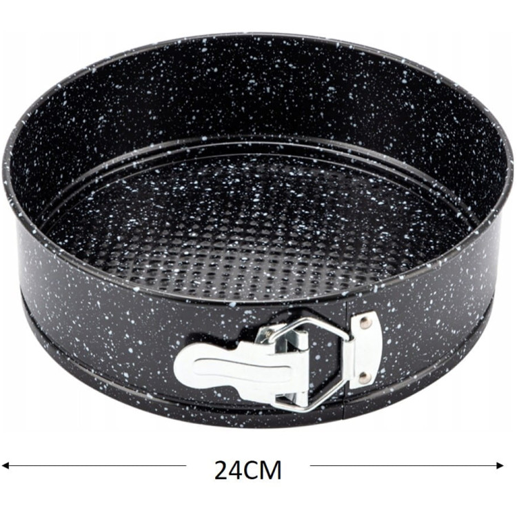 Tortownice okrągłe czarne marmurkowe 20/22/24 cm zestaw 3 blach Elitehoff E 8042