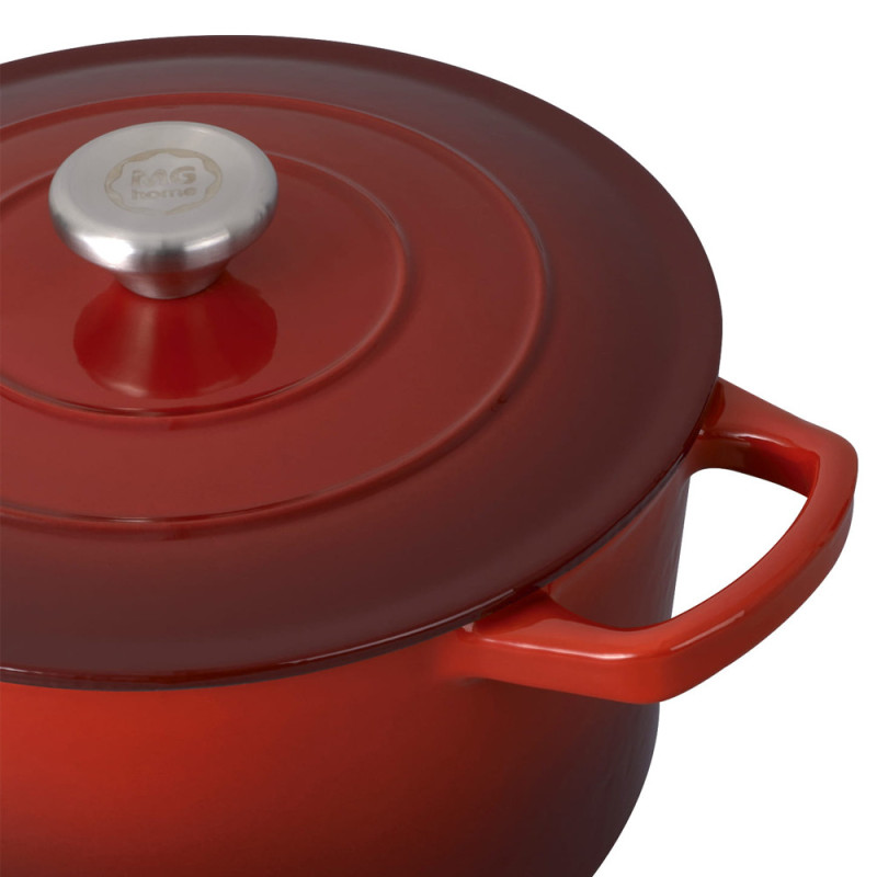 Garnek żeliwny emaliowany 5 L MG Home Infinito kociołek czerwony 25 cm